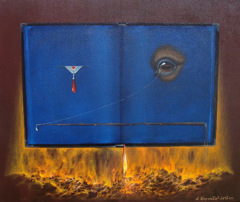 The blue book,60x50#oil on canvas