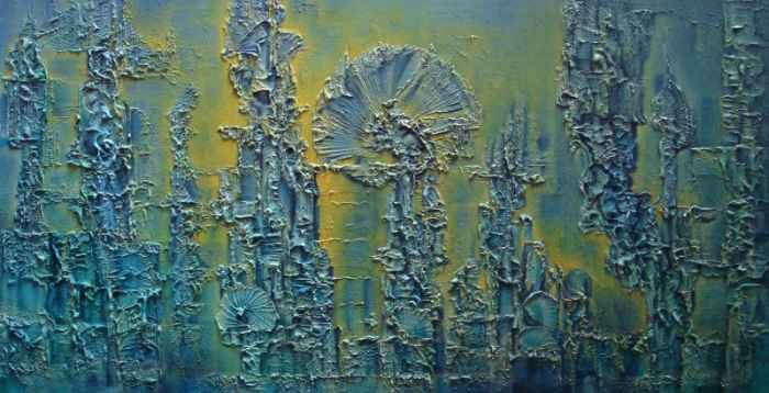 Odijana 145x70, oil and structure on canvas