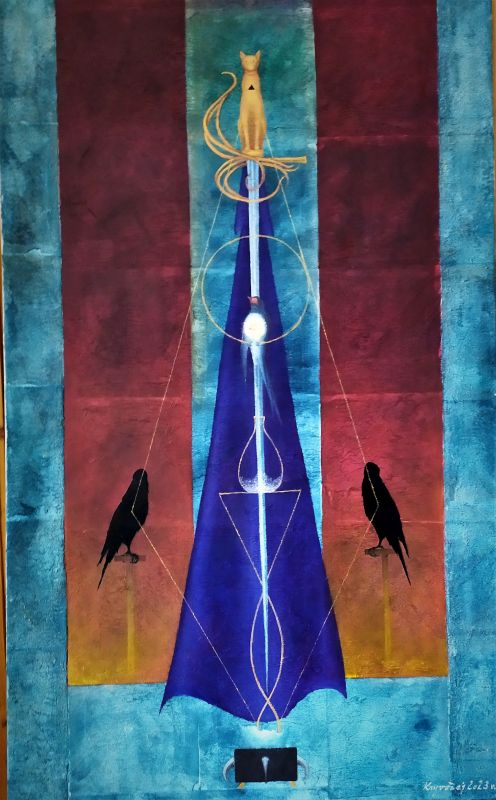 Seance,130x80, oil and structure on canvas.      